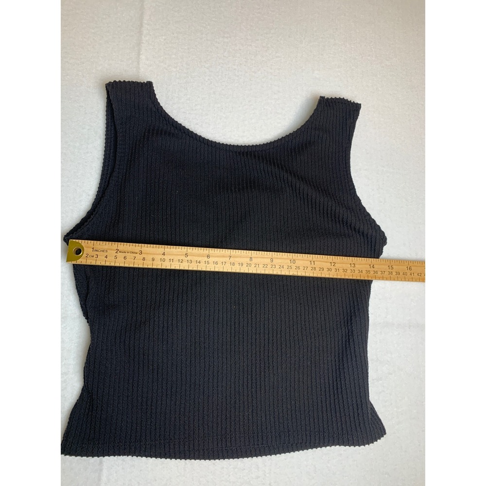 Antistar Black Ribbed Knit Twist Back Cutout Tank Top Womens Medium Preloved - Picture 4 of 6